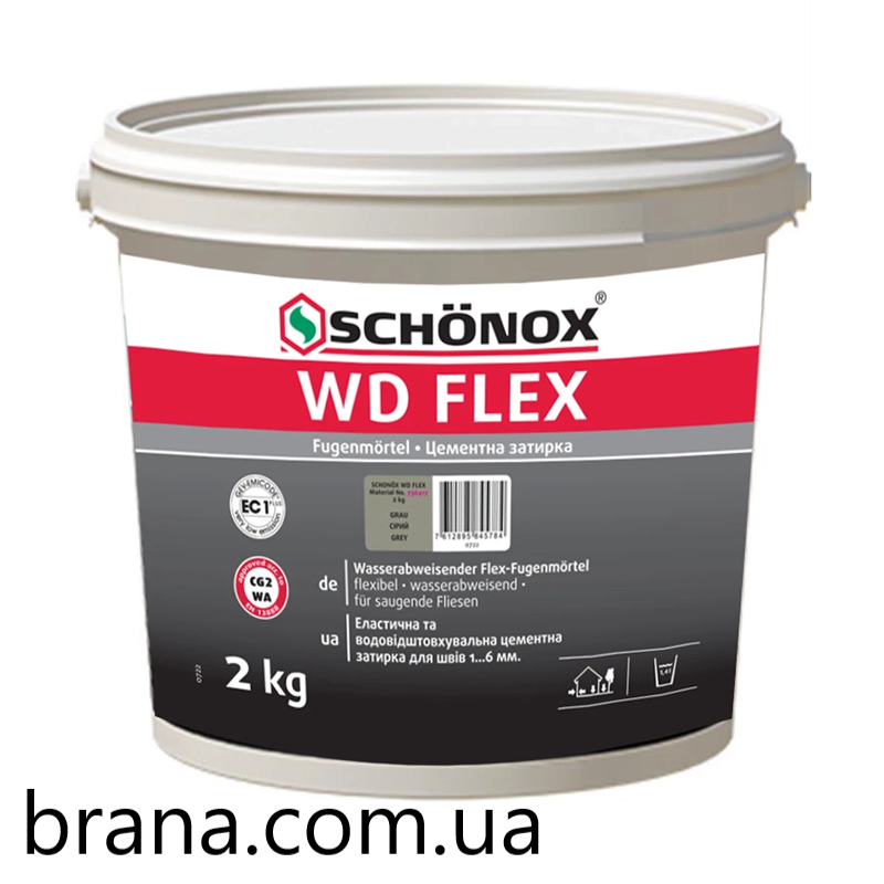 SCHÖNOX® WD FLEX Зручна, водовідштовхувальна, еластична затиркa 2kg Вишневе - зображення 1