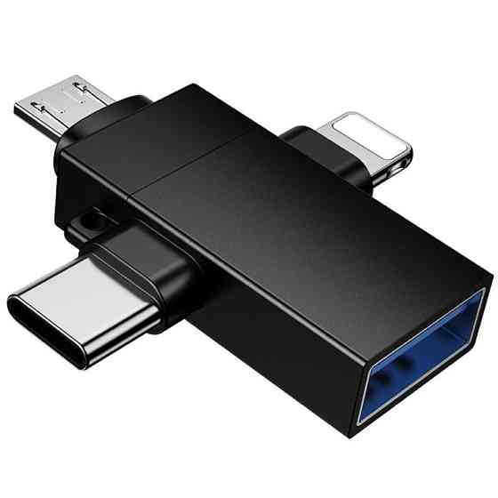 Переходник Borofone BV26D 3in1 Lightning male/Type-C male/Micro male to USB2.0 female Херсон