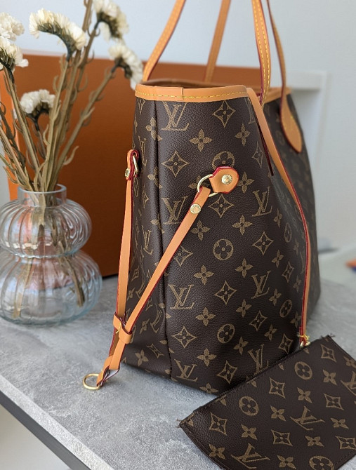 сумка на плече велика жіноча шоппер моннограм LV Louis Vuitton Neverfull ЛЮКС AN109 Київ - зображення 2