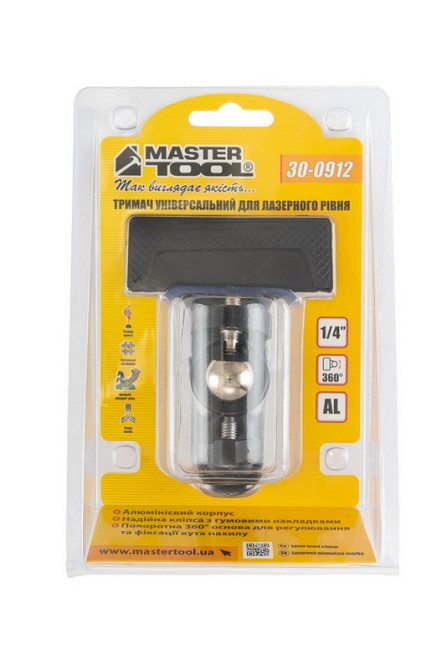 Держатель для лазерного уровня MASTERTOOL универсальный Al 360° ¼" 30-0912 Харьков - изображение 3