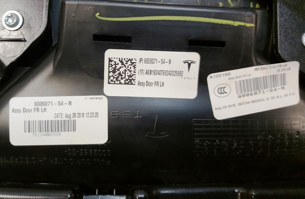 Карта двери передней левой PURB/PVCB/PVCB BLK BASE без блока стеклоподъёмников с повреждением Tesla Киев - изображение 7