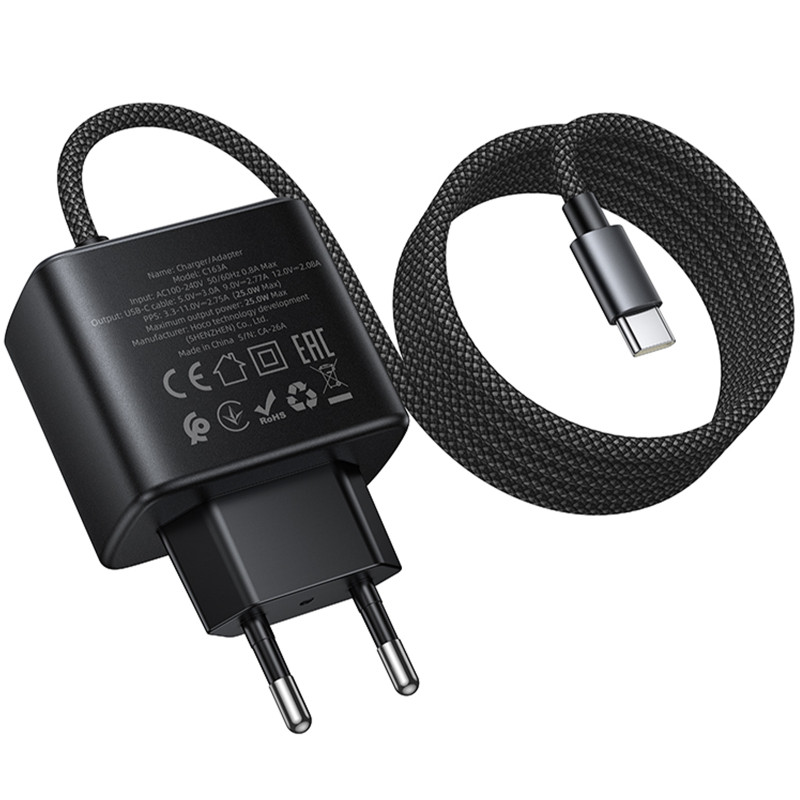 СЗУ Hoco C163A New PD25W (1USB-C) + встроенный кабель Type-C Херсон - изображение 3