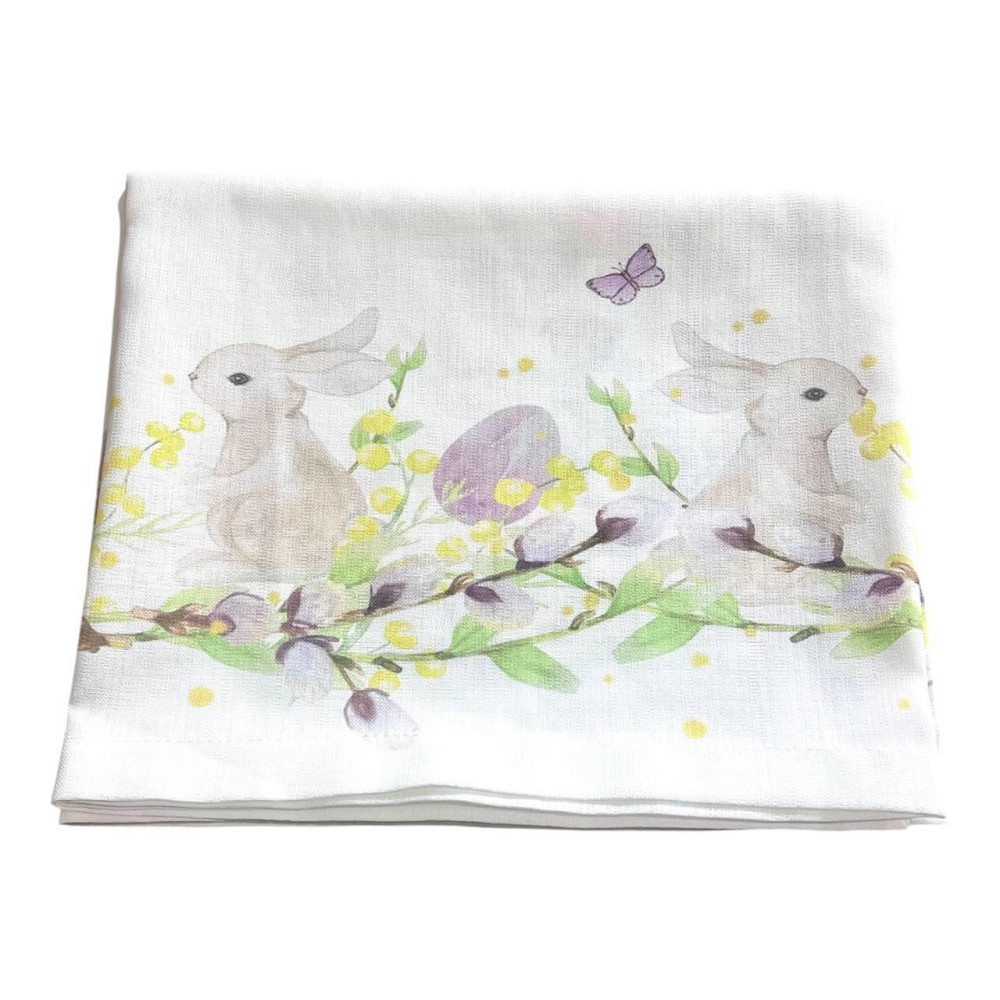 Скатерть натуральная с Пасхальными Кроликами 125×150 см, разноцветная Одеса - зображення 3