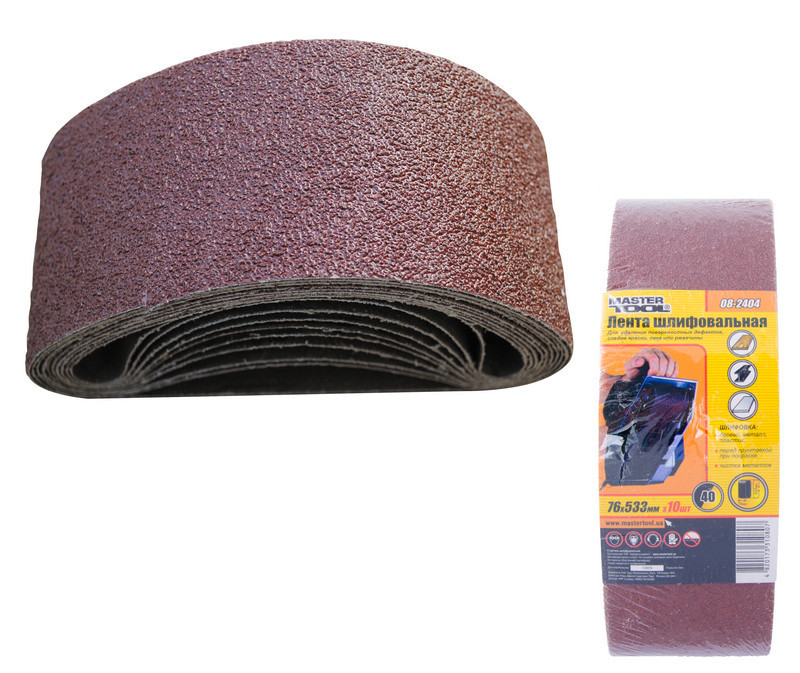 Лента шлифовальная MASTERTOOL зерно 40 76х533 мм 10 шт 08-2404 Харьков - изображение 1