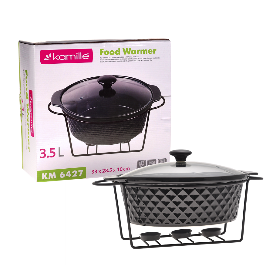 Мармит Kamille круглый с подставкой 3,5 л черный KM 6427 Одеса - зображення 9