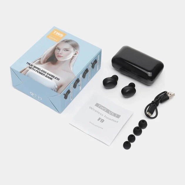 Бездротові сенсорні навушники із вбудованим Power Bank TWS F9-5 Одесса - изображение 2