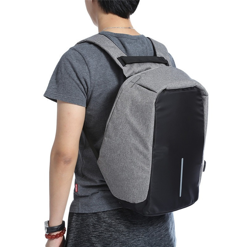 Рюкзак Бобби с защитой от карманников антивор USB разъем Серый Одесса - изображение 7