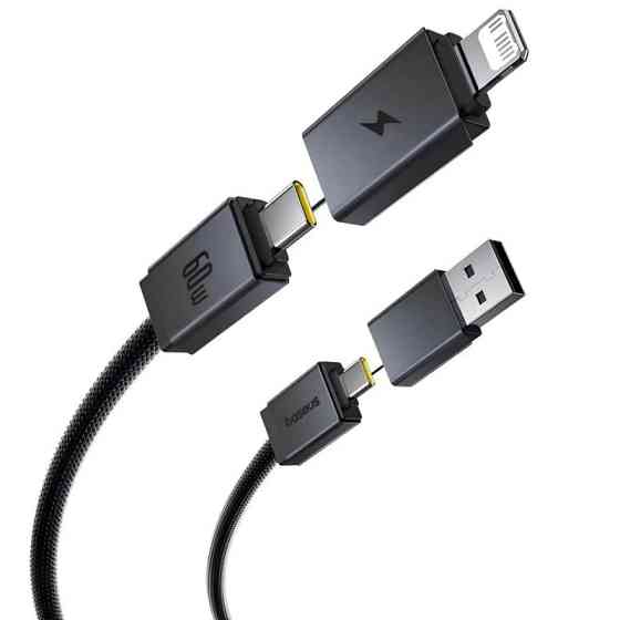 Дата кабель Baseus Versatile Two-for-Two USB/Type-C to Type-C/Lightning 60W (1m) (CB000162) Херсон