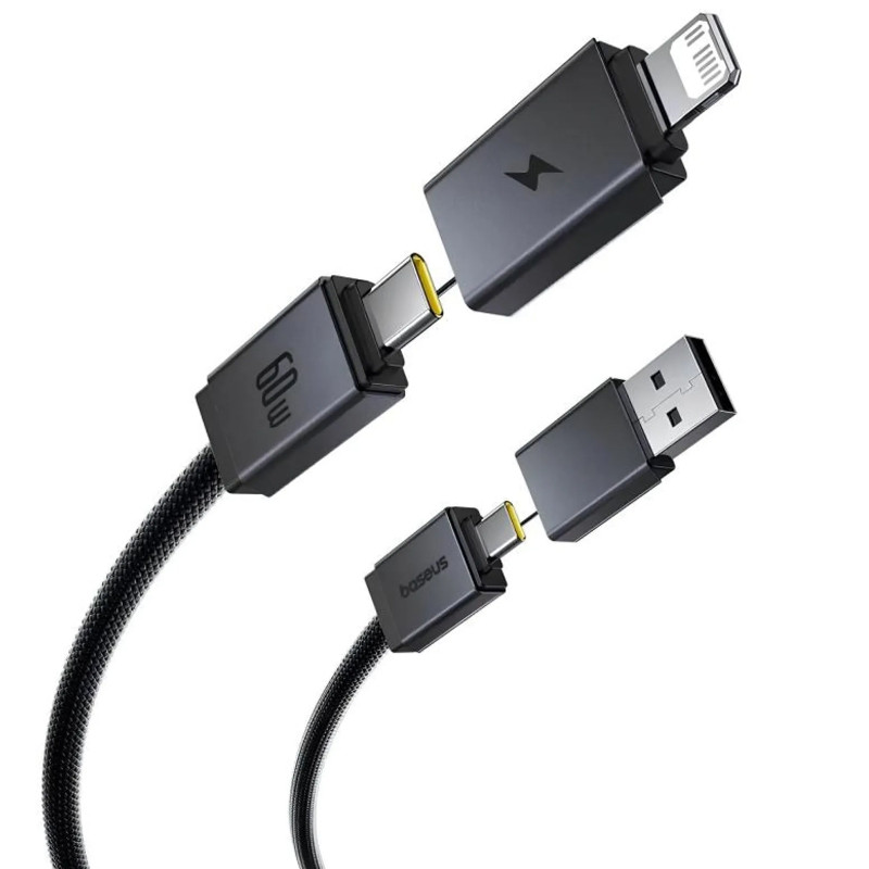 Дата кабель Baseus Versatile Two-for-Two USB/Type-C to Type-C/Lightning 60W (1m) (CB000162) Херсон - зображення 3