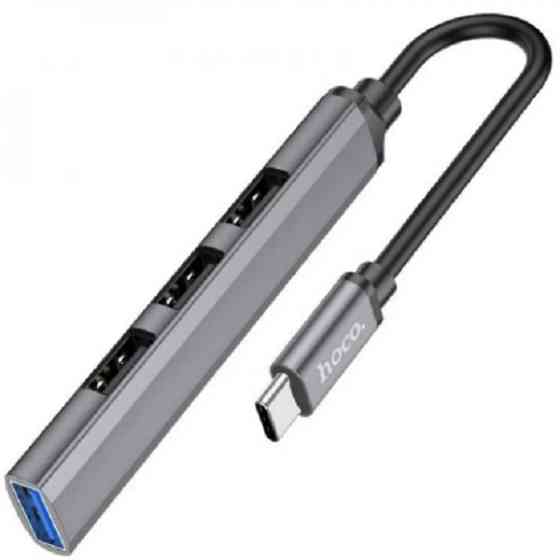 USB HUB HOCO HB26 4 in 1 adapter (USB to USB3.0+3xUSB2.0) Metal Grey (Код товару:28135) Харків