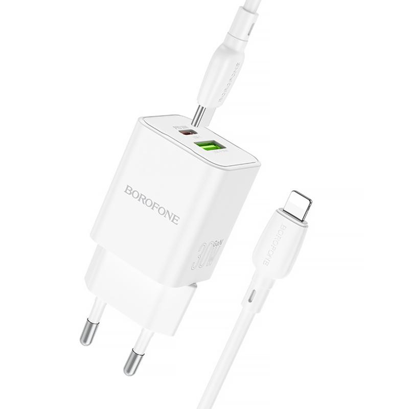 СЗУ Borofone BN14 Royal PD30W+QC3.0 (1USB-A/1C) + кабель Type-C to Lightning Херсон - изображение 2