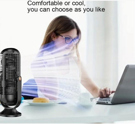 Портативний двомоторний USB-вентилятор із LED-дисплеєм, 5 швидкостей, до 5 годин роботи Київ - зображення 2