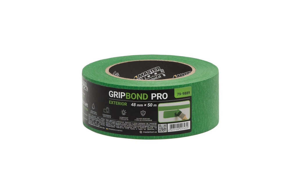 Лента малярная для грубых работ MASTERTOOL GripBond Pro Exterior 48 мм×50 м зеленая 79-9889 Харків - зображення 2
