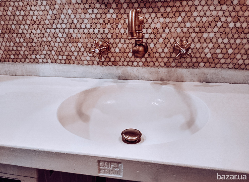 Умывальник бетонный круглый, квадратный, самостоячий, подвесной, из бетона лофт белый серый черный Одеса - зображення 1