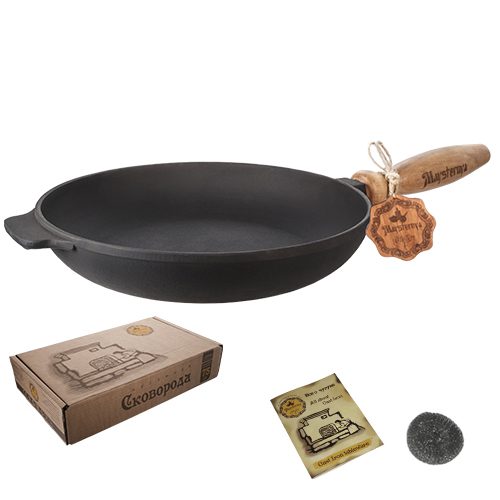 Сковорода чугунная Maysternya с деревянной ручкой 26х4 см Т303 Одесса - изображение 12