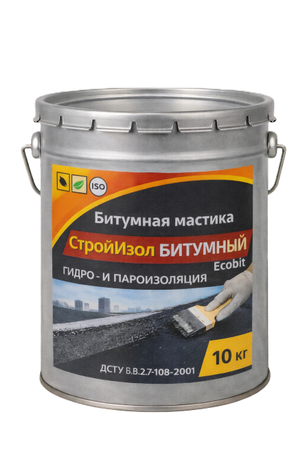 Битумная мастика СтройИзол Битумный ЭКОБИТ ведро 10,0 кг ДСТУ Б В.2.7-108-2001 ( ГОСТ 30693-2000) Дніпро - зображення 1