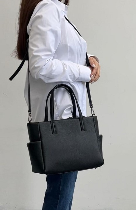 Черная натуральная кожаная сумка женская Италия Люкс TS369 Київ - зображення 1