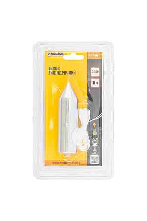 Отвес строительный MASTERTOOL металлический цилиндрический 300 г шнур L 5 м 30-0605 Харків