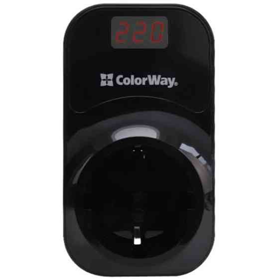 Реле напруги ColorWay (16A/3680W) 150V-210V/230V-280V DS1 Black (CW-VR16-04D) Харків