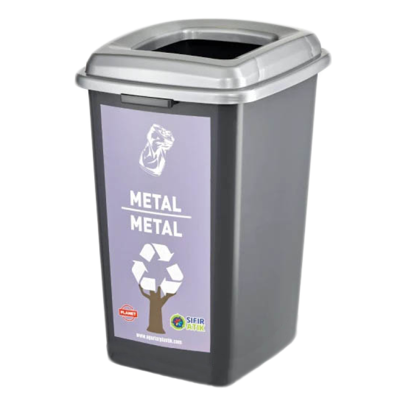 Бак для сортировки мусора 50 л Planet "Метал" антрацитовый-серый 20306 Київ - зображення 1