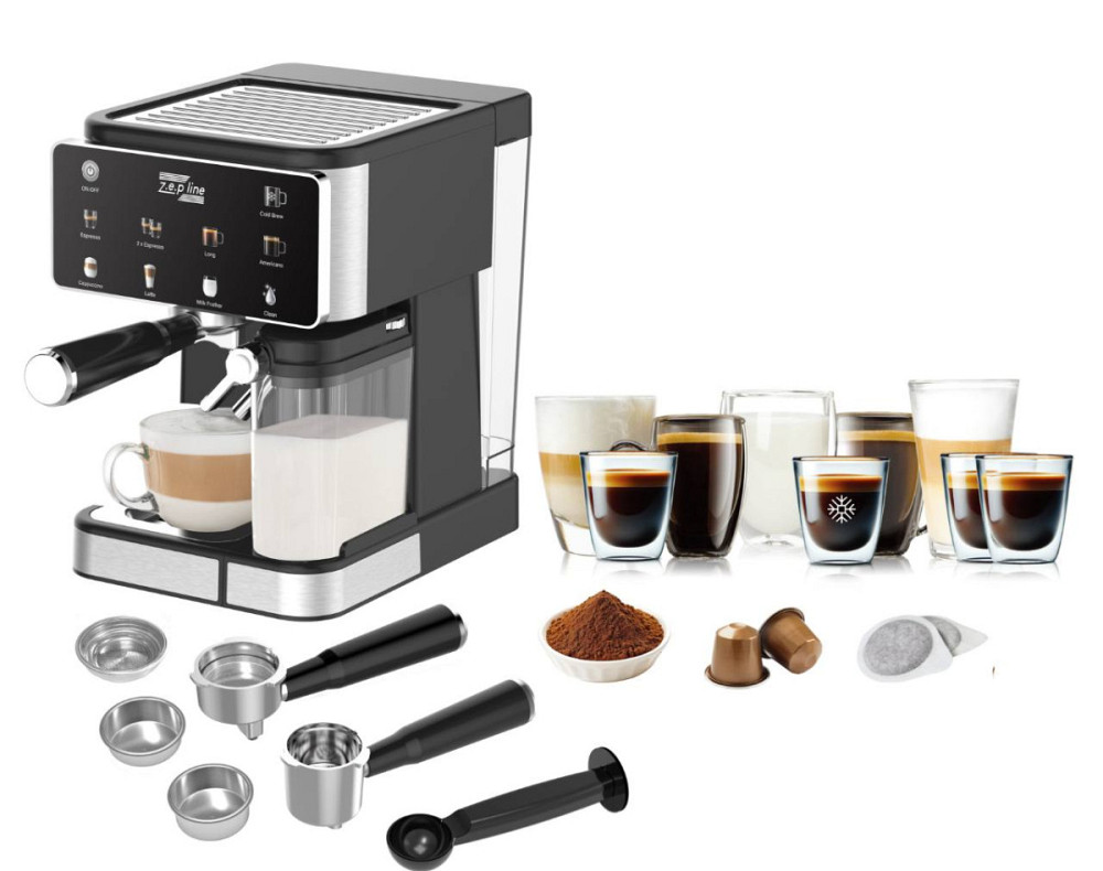 Кофемашина 3в1 с капучинатором Zepline ZP-6806 3000 Вт черная Київ - зображення 2