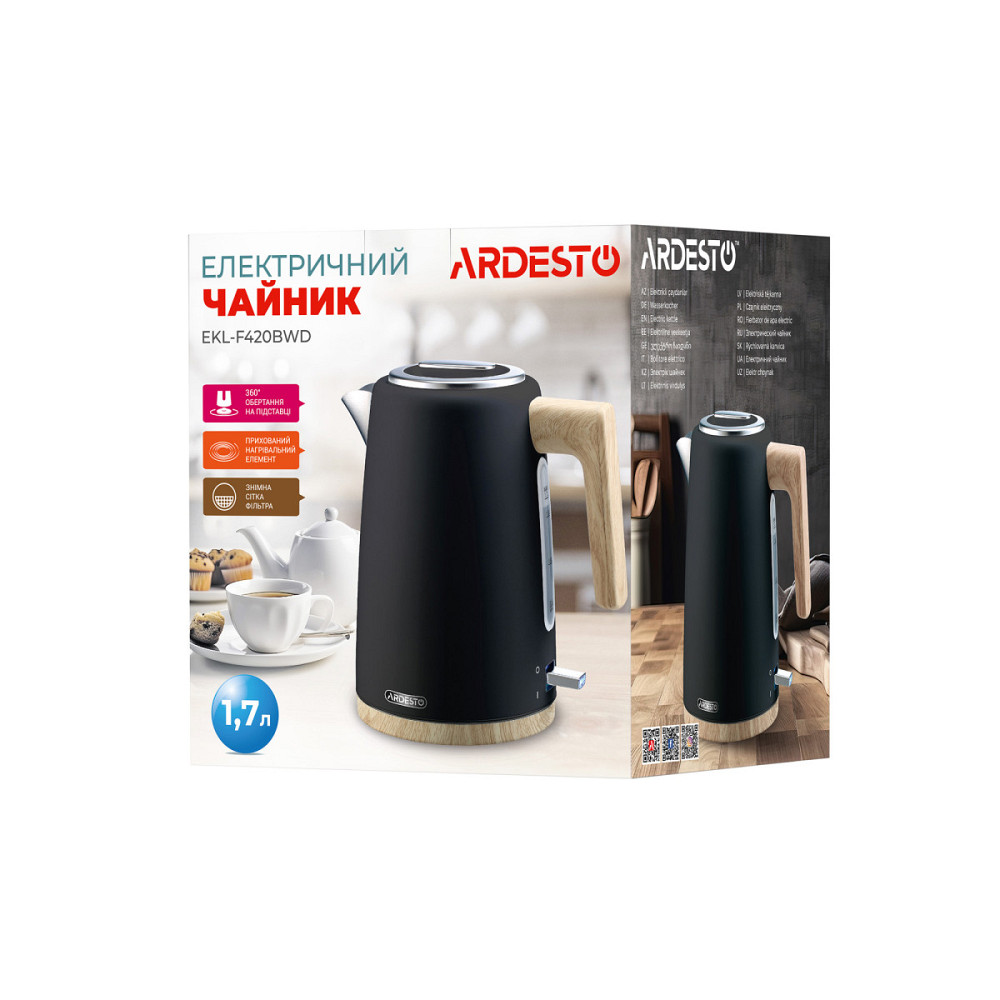 Электрочайник Ardesto EKL-F420BWD 1.7 л черный Киев - изображение 5