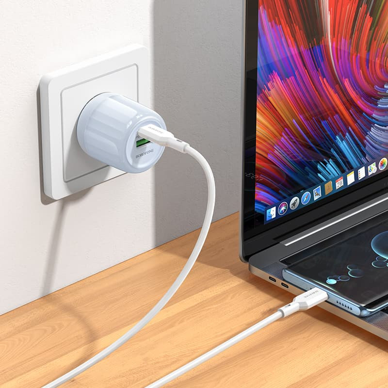 СЗУ Borofone BA94A Lustrous PD30W+QC3.0 (1USB-A/1C) + кабель Type-C to Type-C Херсон - изображение 3