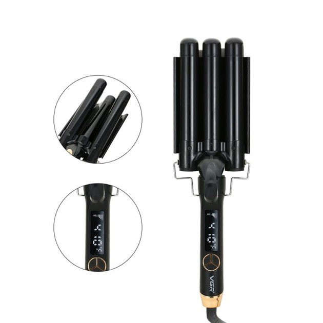 Потрійна плойка для завивки волосся VGR три хвилі діаметром 25 мм потужністю 125 Вт Львов - изображение 4