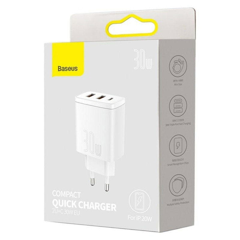 СЗУ Baseus Compact Quick Charger 30W QC+PD (2USB-A/1C) (CCXJ-E) Херсон - зображення 5