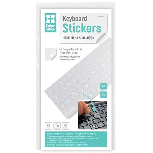 ColorWay Наклейка для клавіатури  СolorWaу прозора, біла (CW-BNW) (Код товару:41652) Харьков - изображение 2