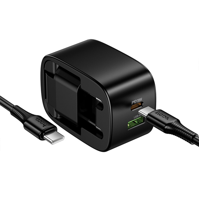 Уценка СЗУ Hoco CS102A Folding PD30W+QC3.0 (1USB-A/1C) + кабель Type-C to Type-C Херсон - изображение 2