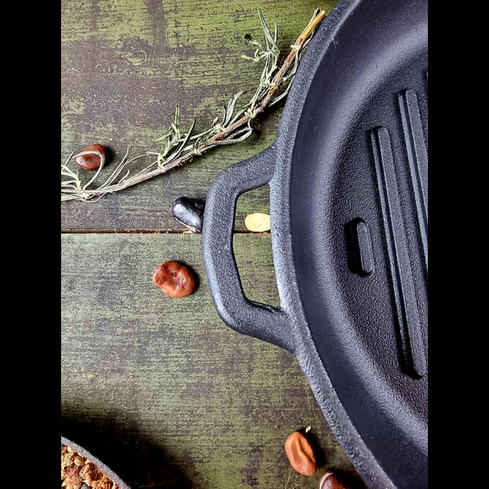 Сковорода-гриль чугунная Maysternya с деревянной ручкой 24 см Т308 Одеса - зображення 8