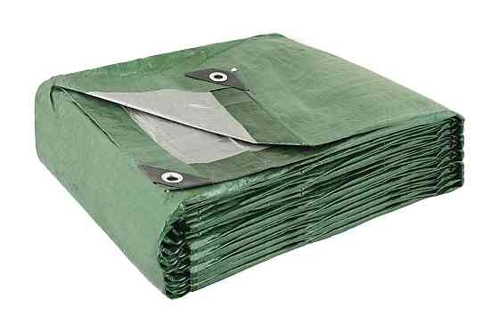 Тент универсальный MASTERTOOL TARPAULIN 8 × 10 м двухсторонний 130 г/м² Green/Silver 89-1810 Харьков
