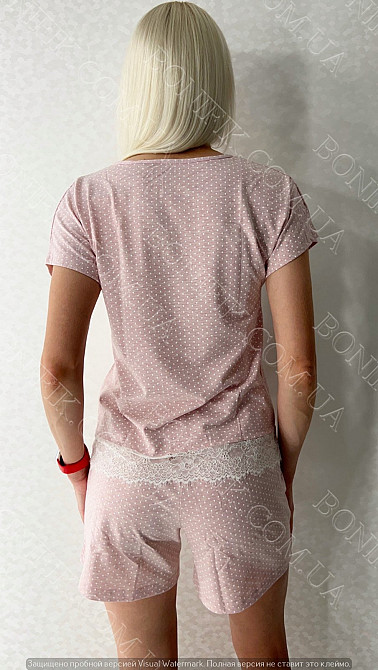 Женская пижама-шорты с кружевом и футболкой "Peachy Pearl" (арт. LPK 2870/11/01) Кривой Рог - изображение 7