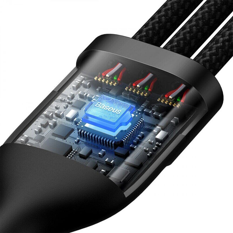 Дата кабель Baseus Flash Series 2 USB to Lightning/Type-C/MicroUSB 100W (1.2m) (CASS03000) Херсон - изображение 3