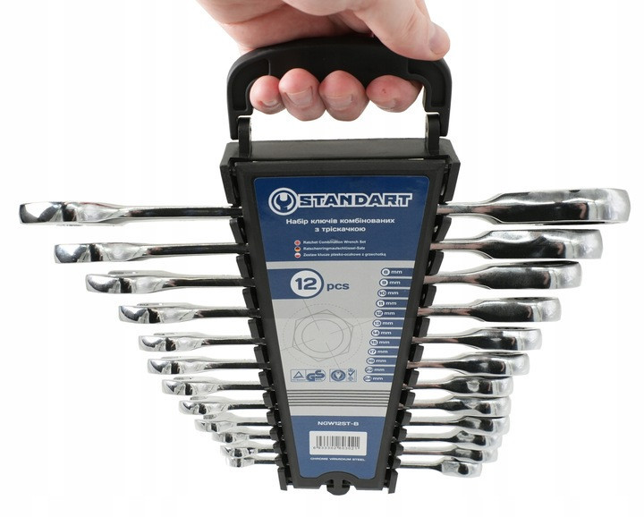 Набор ключей комбинированных с трещоткой 8-15,17,19,22,24мм 12ед. на холдере  СТАНДАРТ NGW12ST-B Харків - зображення 2