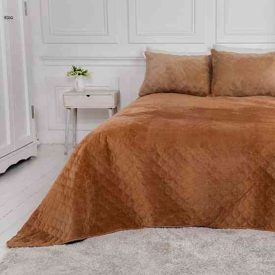 Покривало двоспальне ТЕП Velour Ромб 4-00516-22388 180х240 см кавове Киев