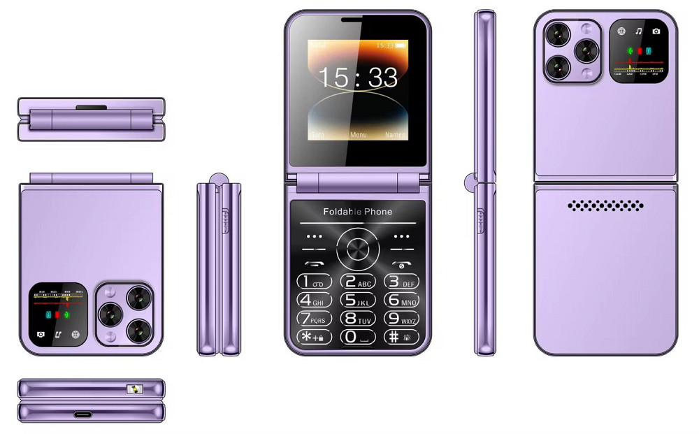 Кнопочный мобильный телефон раскладушка AIEK I16 Max на 4 сим карты Phiolet Киев - изображение 8