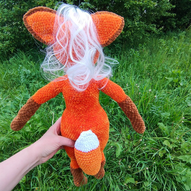 Лисичка лисиця лиска руда іграшка в'язана м'яка велика 60 см тваринка ручна робота hand made Нововолинськ - зображення 5