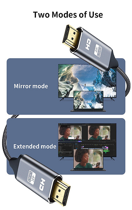 Кабель HDMI на HDMI на 2 метри 4кHD NIERBO Мукачево - изображение 5