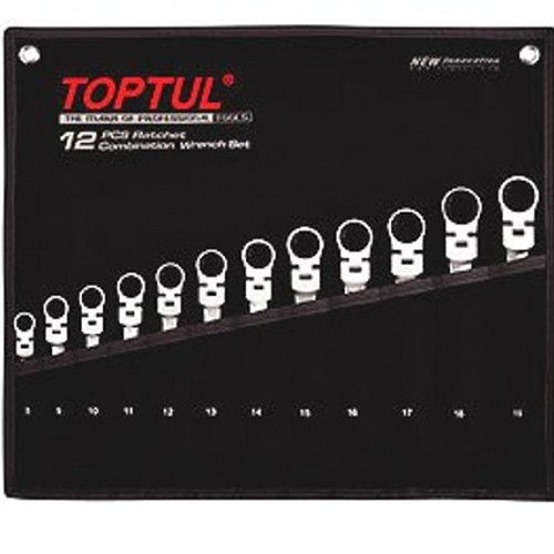 Набор ключей с трещоткой и шарниром комбинированных TOPTUL 12ед. 8-19мм в чехле GPAQ1204 Харків - зображення 1