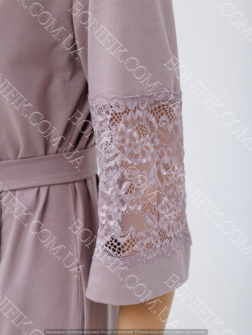 Женский халат на поясе с кружевом "Amalia" (16158) (арт. 1763) Кривий Ріг - зображення 2