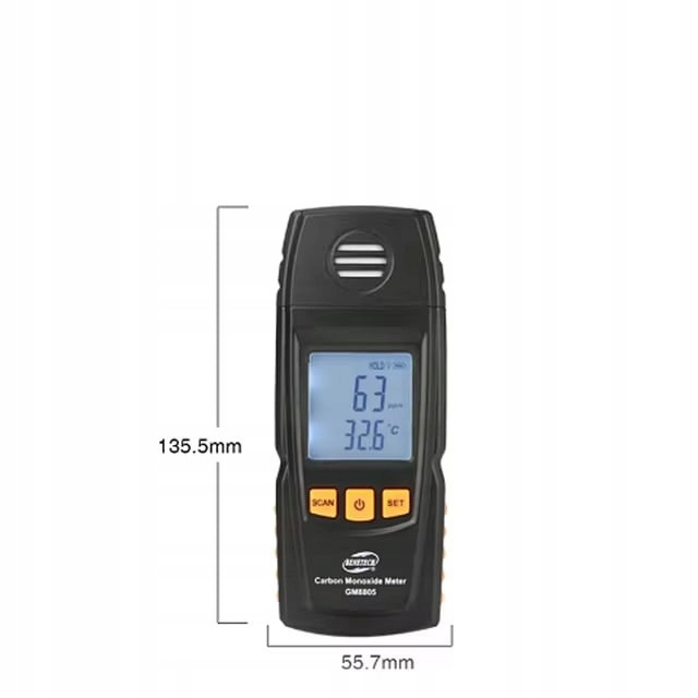 Детектор угарного газа CO + термометр (0-1000 ppm, 0-50°C) BENETECH GM8805 Харків - зображення 3