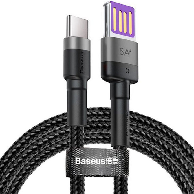 Дата кабель Baseus Cafule QC Double-Sided Blind Interpolation USB to Type-C 40W (1m) (CATKLF-PG) Херсон - изображение 1