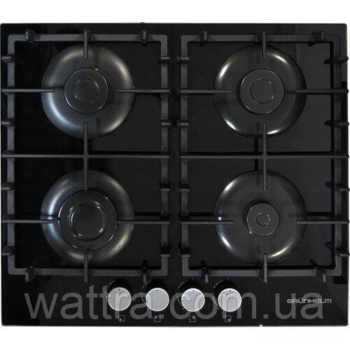 Газовая варочная поверхность GRUNHELM GPG 6214 BF (4 конфорки, закаленное стекло, чугун. газ контрол Київ - зображення 1