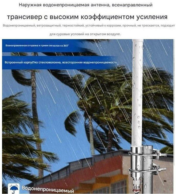 Антенна двухдиапазонная 2190-2600/4630-6280MHz 7dBi, до 100W, 60см, N-male, из стекловолокна Днепр - изображение 5