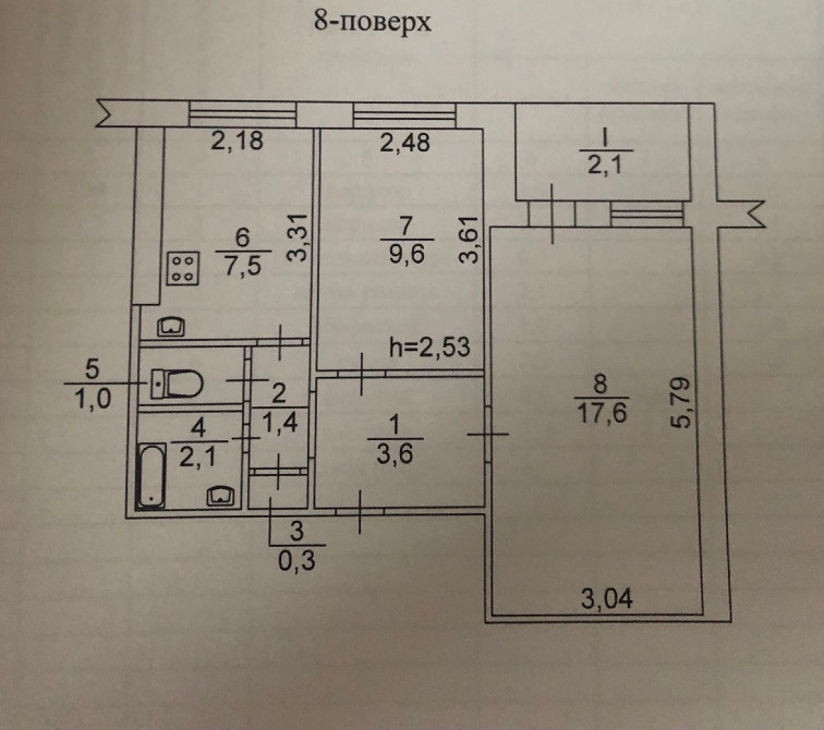 Продам 2 ком. квартиру,ж/м.Лебережный 2 Днепр - изображение 2