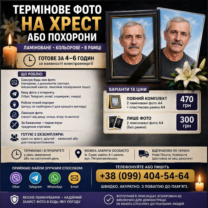 Тимчасове фото на хрест — швидко та з повагою Сумы - изображение 7
