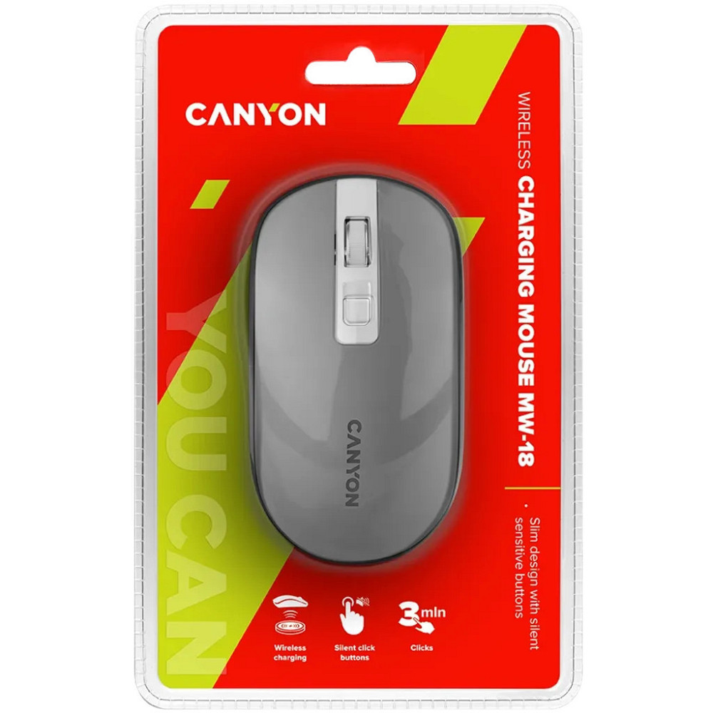 Мышь компьютерная безпроводная Canyon Wireless Dark Grey CNS-CMSW18DG темно-серая Київ - зображення 5