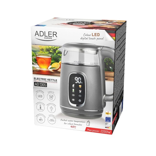 Электрочайник Adler AD 1305 grey silver 1.7 л серый Київ - зображення 10